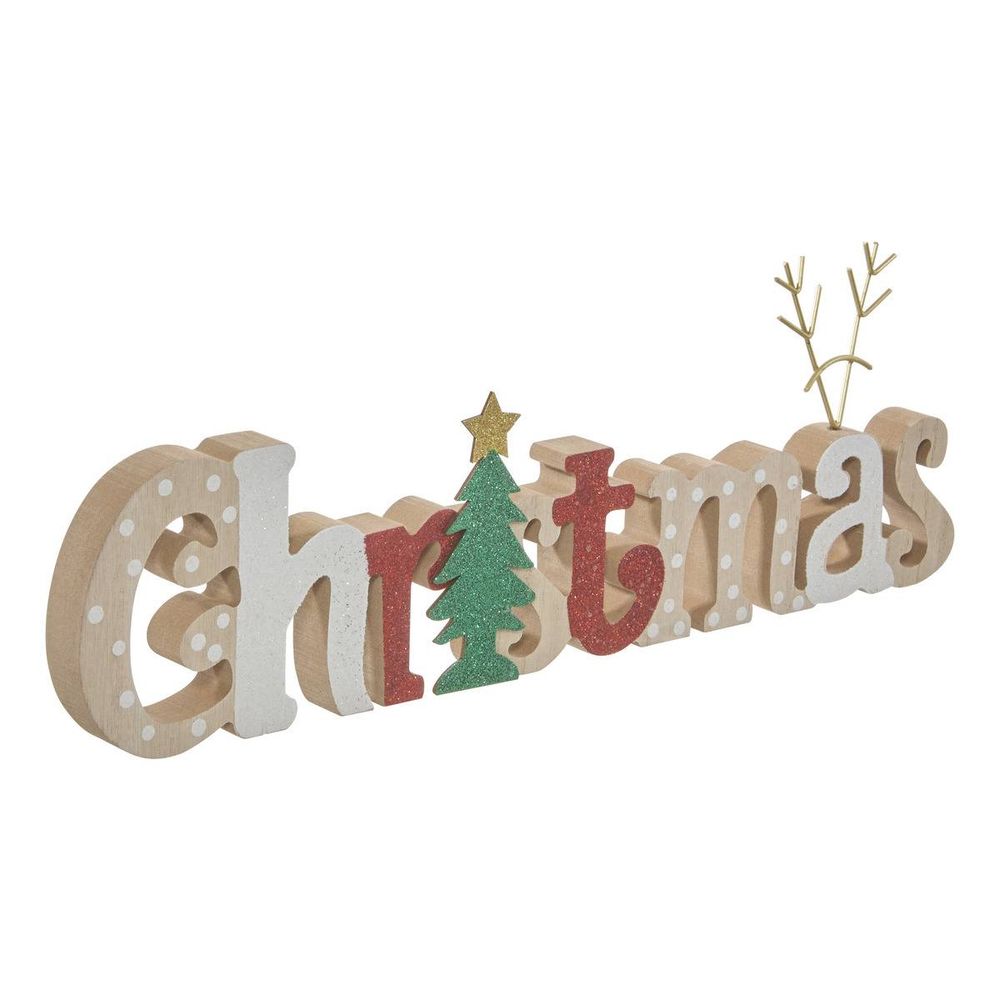 Mot décoratif en bois christmas l. 35 cm
