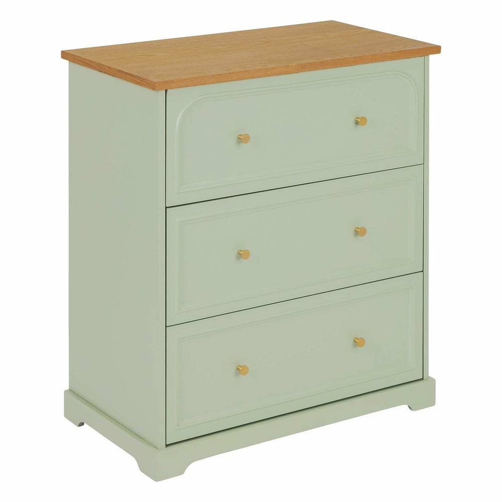 Commode 3 tiroirs en bois mohea - vert céladon