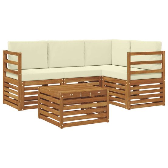 Ensemble de canapés d'extérieur 5 pc naturel et crème polyester