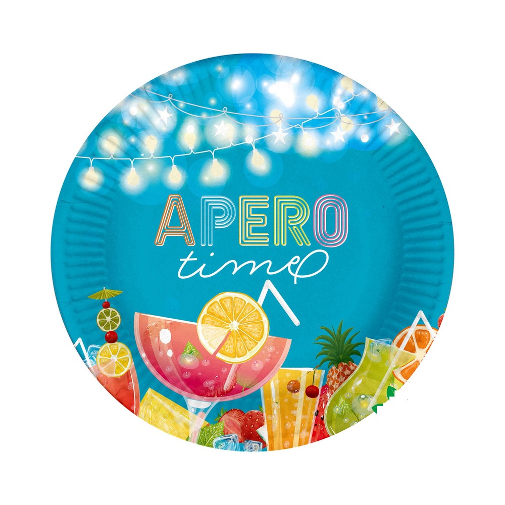 Set de 10 assiettes en carton 23 cm apero times