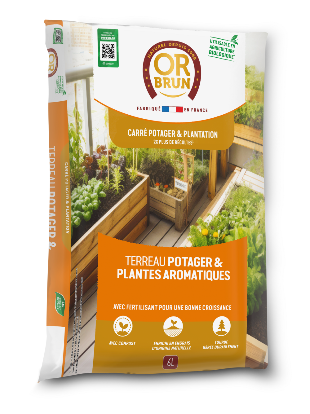 Or brun obrtaro6u -terreau potager & plantes aromatiques - 6l - croissance rapide