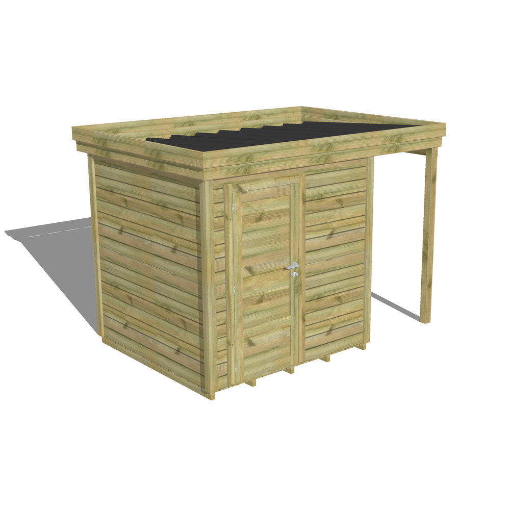 Abri de jardin bois pin traité autoclave 27mm - 3,14x2,14m / 7m2 - bac acier - plancher bois