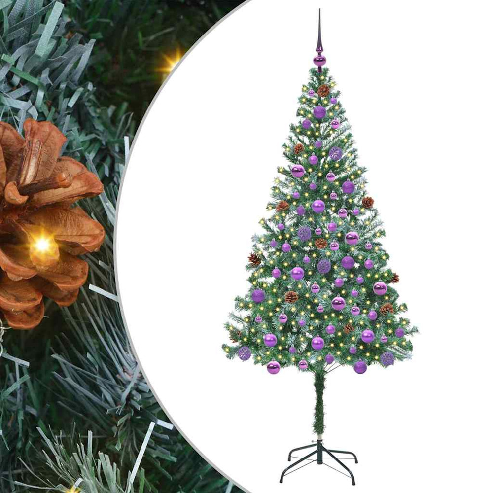 Sapin de noël artificiel avec 300 led vert 180 cm pvc et acier