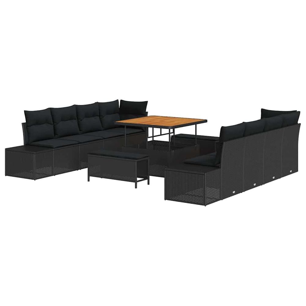 Ensemble de canapé de jardin 11 pc noir polyrotin
