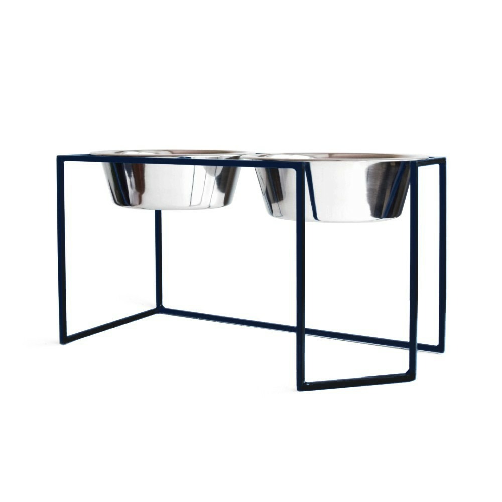Kali - set de 2 gamelles surélevées pour grand chien en acier et socle filaire métal, 42,5x20,5x24cm