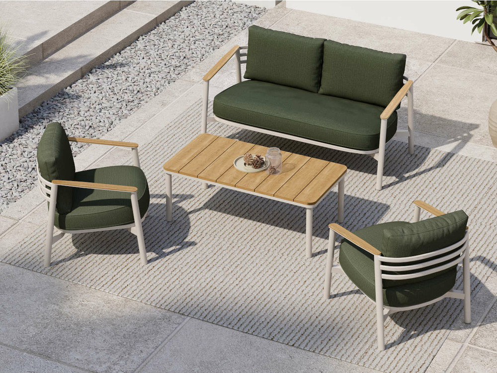 Salon de jardin dekoa en alu et pin - 4 places