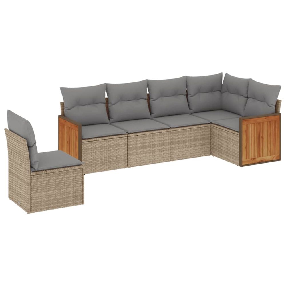 Salon de jardin avec coussins 6 pcs beige résine tressée