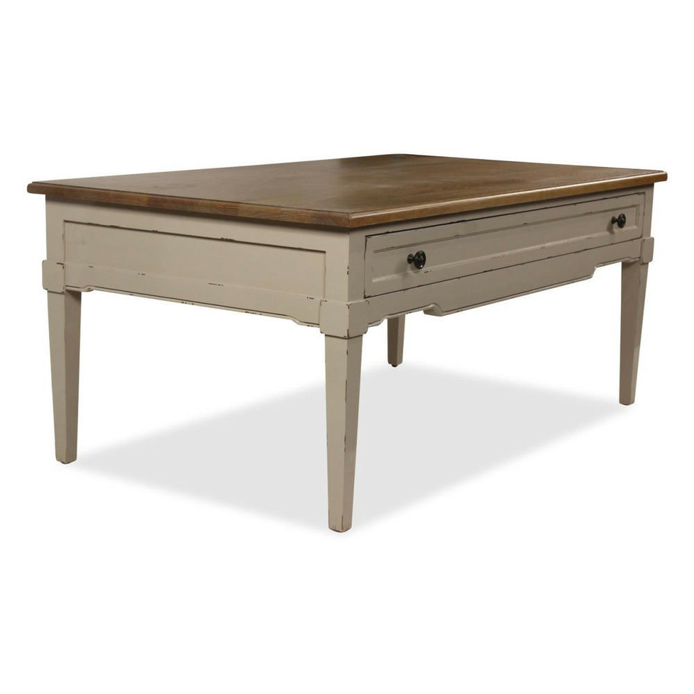 Table basse 1 tiroir bois beige - interior's
