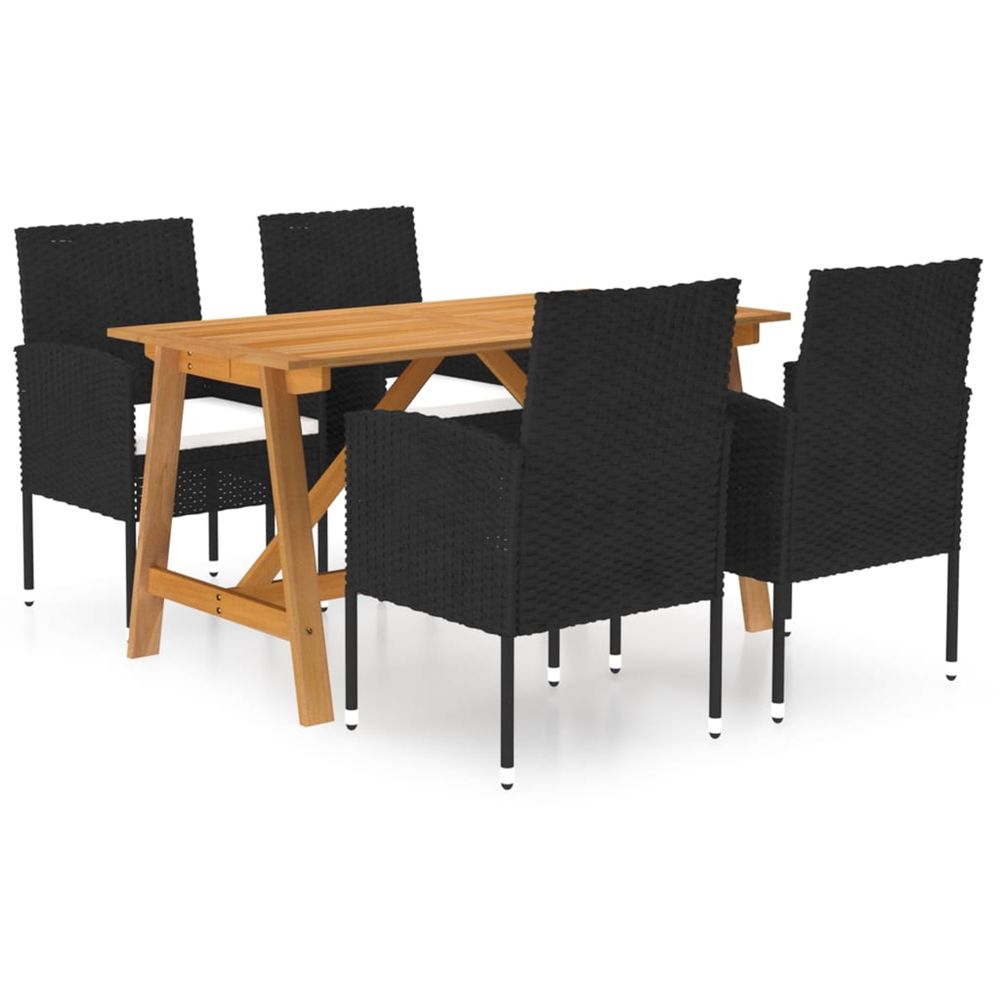 Ensemble à manger de jardin 5 pcs noir
