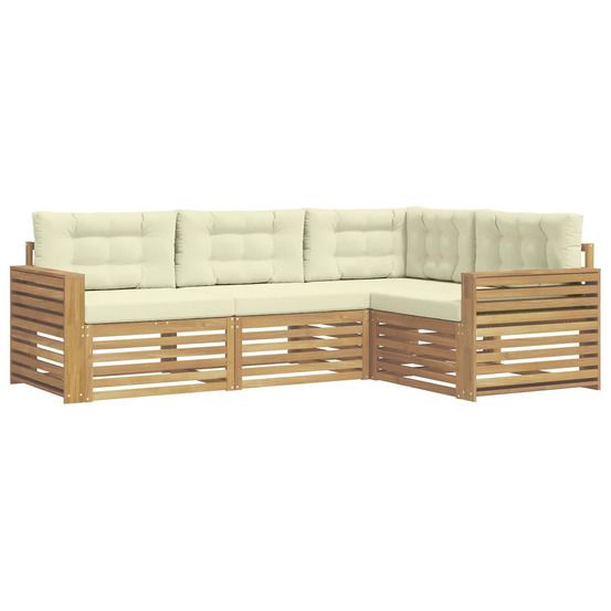 Ensemble de canapés d'extérieur 4 pc blanc et crème polyester