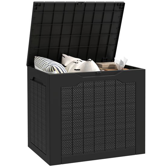 Petit coffre rangement extérieur résine imperméable verrouillable 56x41x50cm noir - comfortxl outdoor living