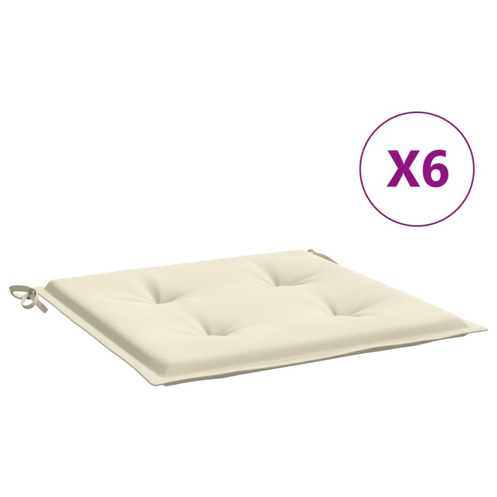 Coussins de chaise jardin lot de 6 crème 50x50x4cm tissu oxford