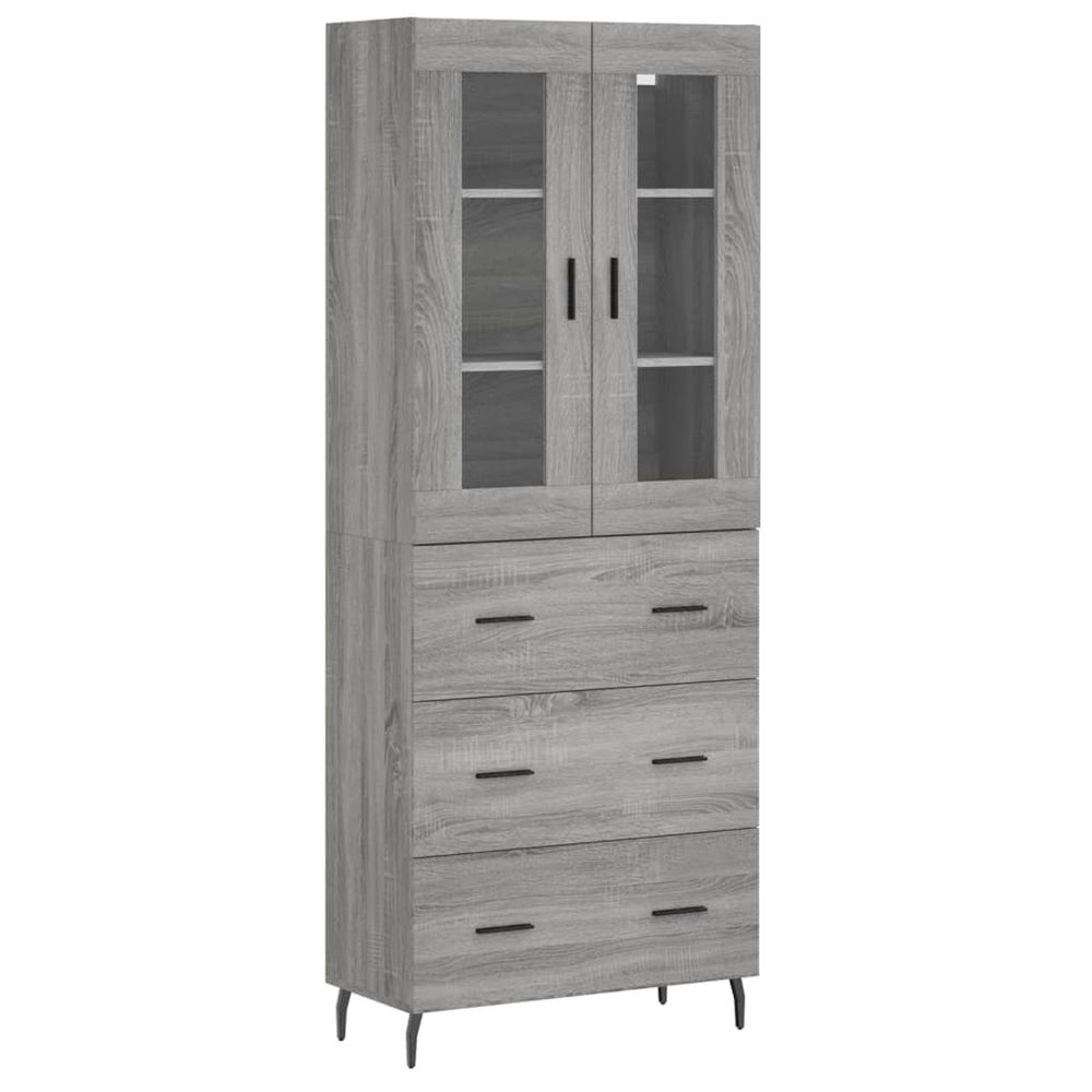 Buffet haut sonoma gris 69,5x34x180 cm bois d'ingénierie