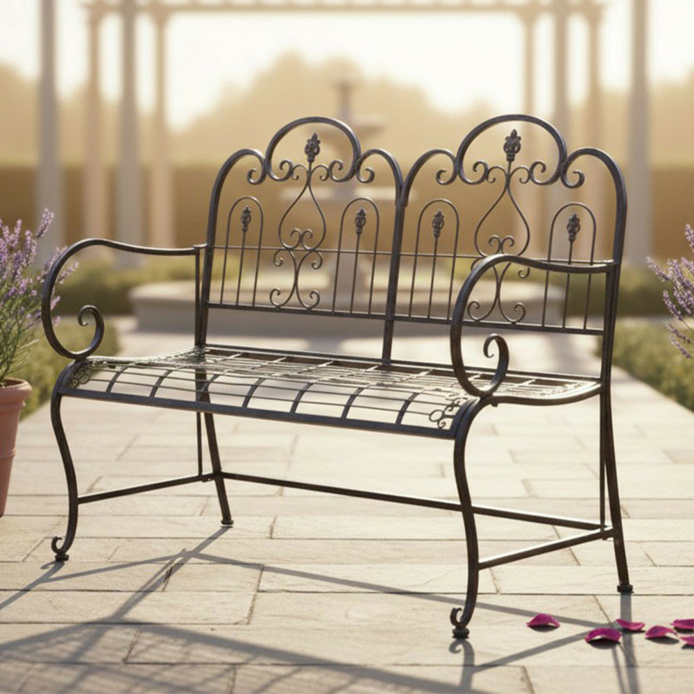 Banc jardin fer vintage 95x12x112cm