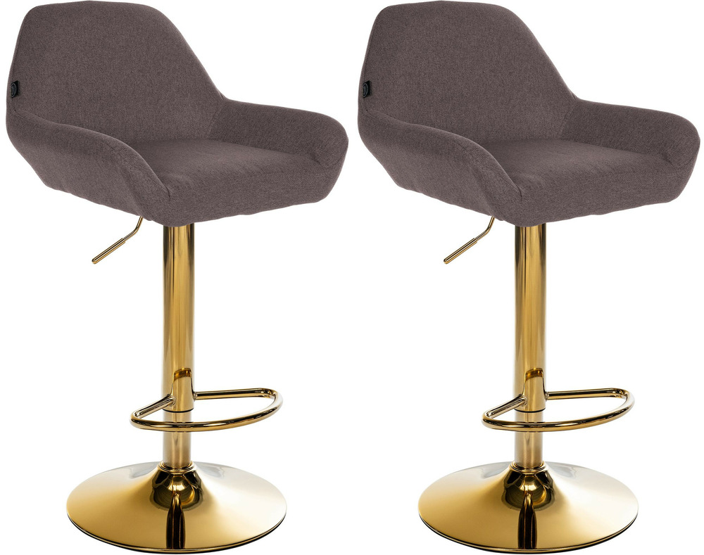 Lot de 2 tabourets de bar braga tissu doré