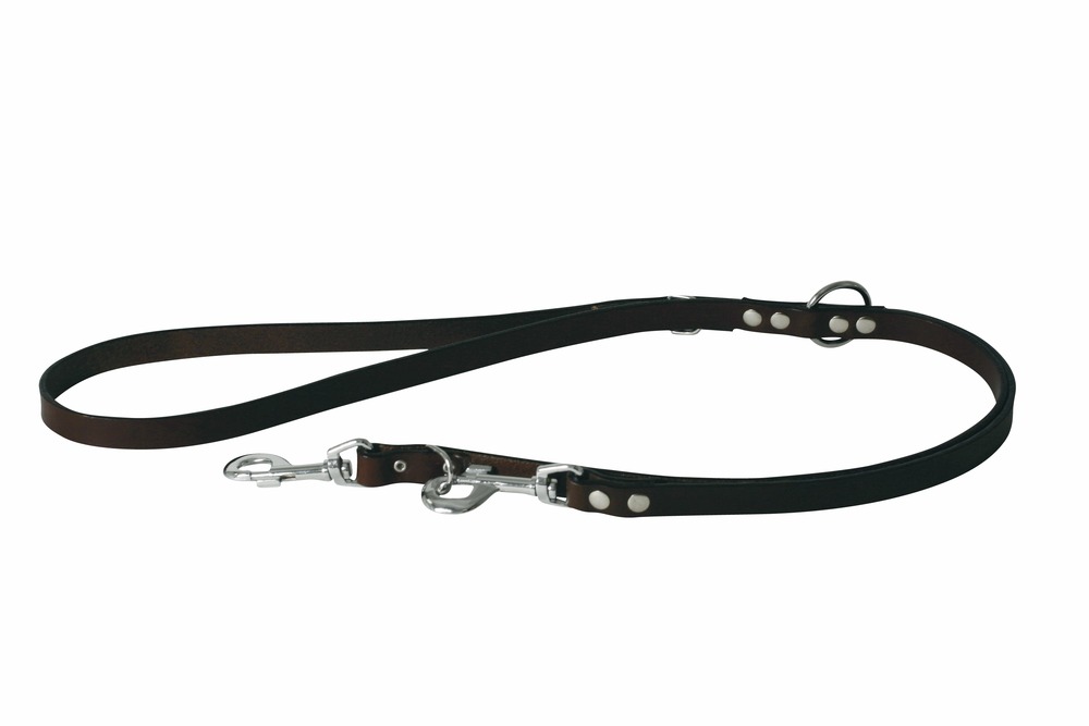 Martin sellier - laisse pour chiens multi-positions en cuir martin sellier - laisse 3 positions pour 2 chiens