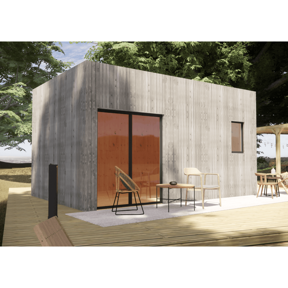 Studio de jardin bien isolé en bois 5,5 x 3,5 x 3,2 m / isolation re2020