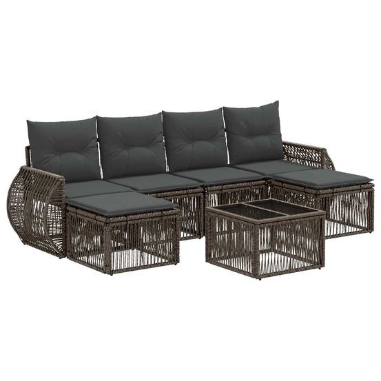 Ensemble de canapé de jardin 7 pc gris et gris foncé polyrotin