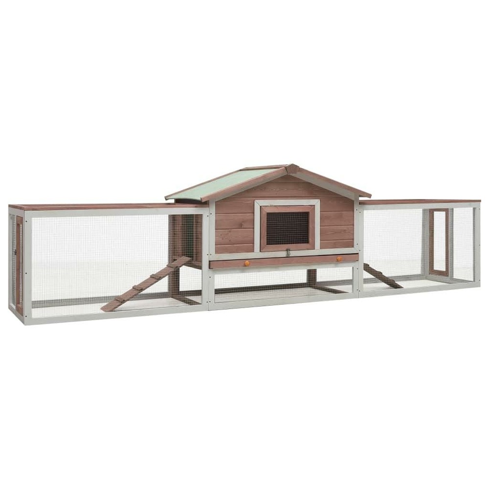Clapier cage moka 303 x 60 x 86 cm pin massif et sapin