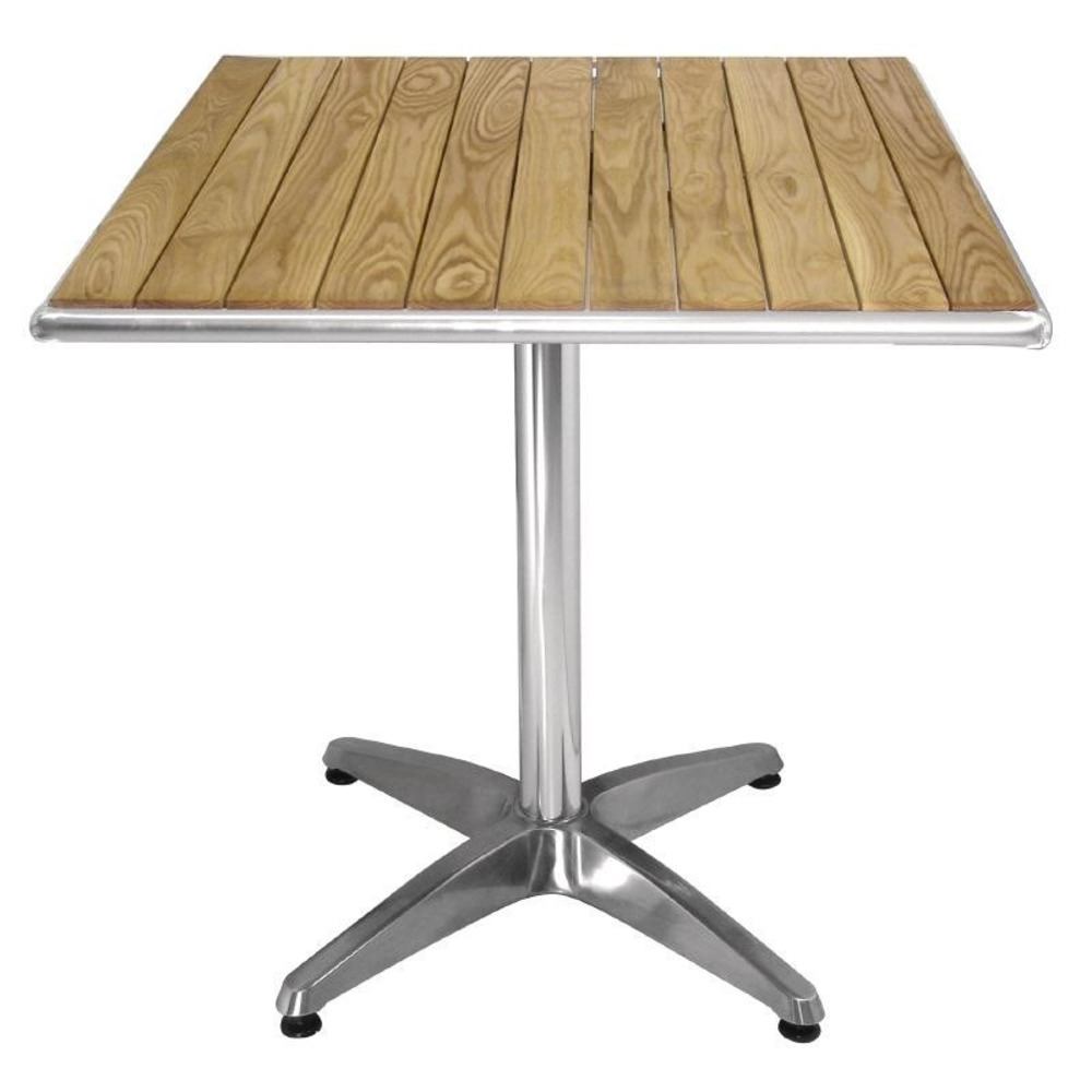 Table carrée aluminium et frêne 700 mm - bolero