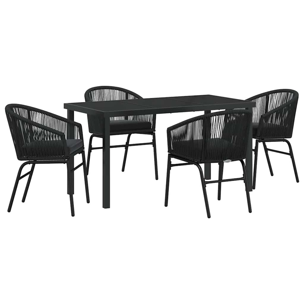 Ensemble de salle à manger pour jardin 5 pcs noir