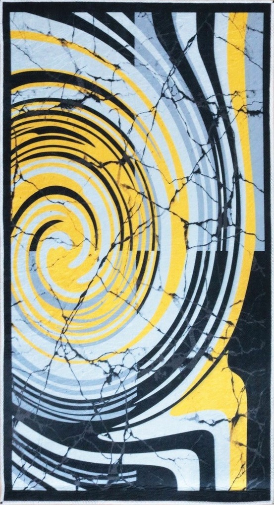 Tapis d'intérieur tourbillon 80 x 150 cm - jaune