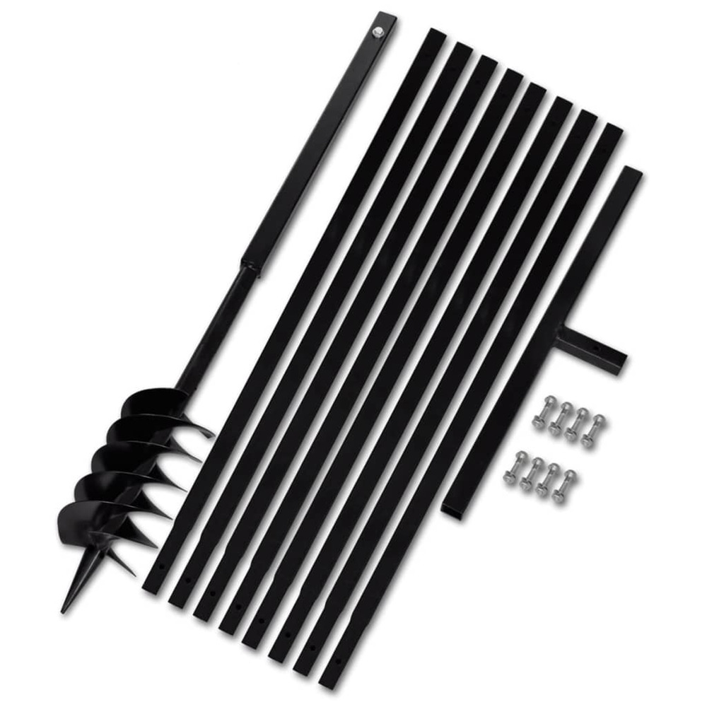 Tarière de sol avec manche 120 mm et tube d'extension 9 m acier