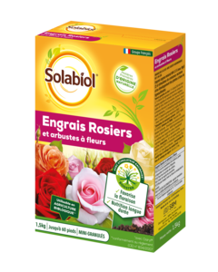 Solabiol engrais rosiers & arbustes a fleurs - 1,5kg - jusqu'à 60 pieds - améliore la floraison - nutrition longue durée