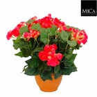 Mica decorations fleur artificielle begonia - 35x35x37 cm - pe - rose