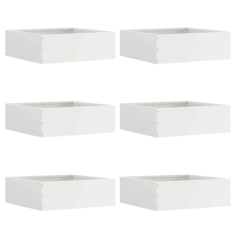 Bordure pelouse carrée 6pcs acier jardin parterres aménagement 40x13cm blanc chic