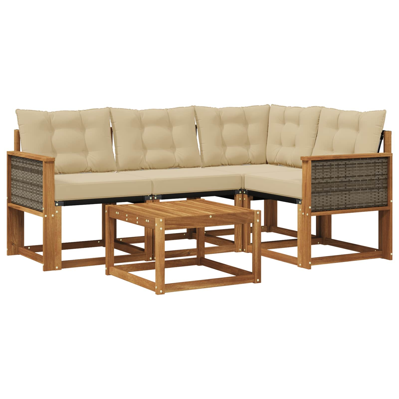 Ensemble de canapés d'extérieur 5 pcs naturel et beige