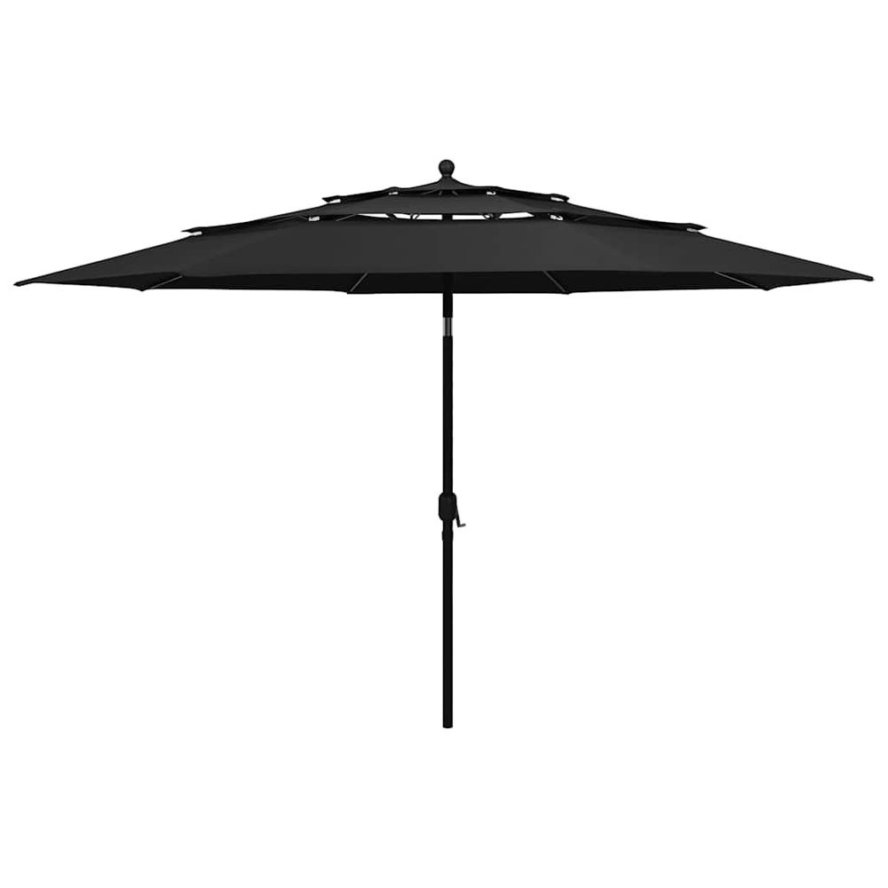 Parasol de jardin à 3 niveaux avec mât en aluminium noir 3,5 m
