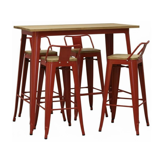 Ensemble table haute et tabourets métal industriel