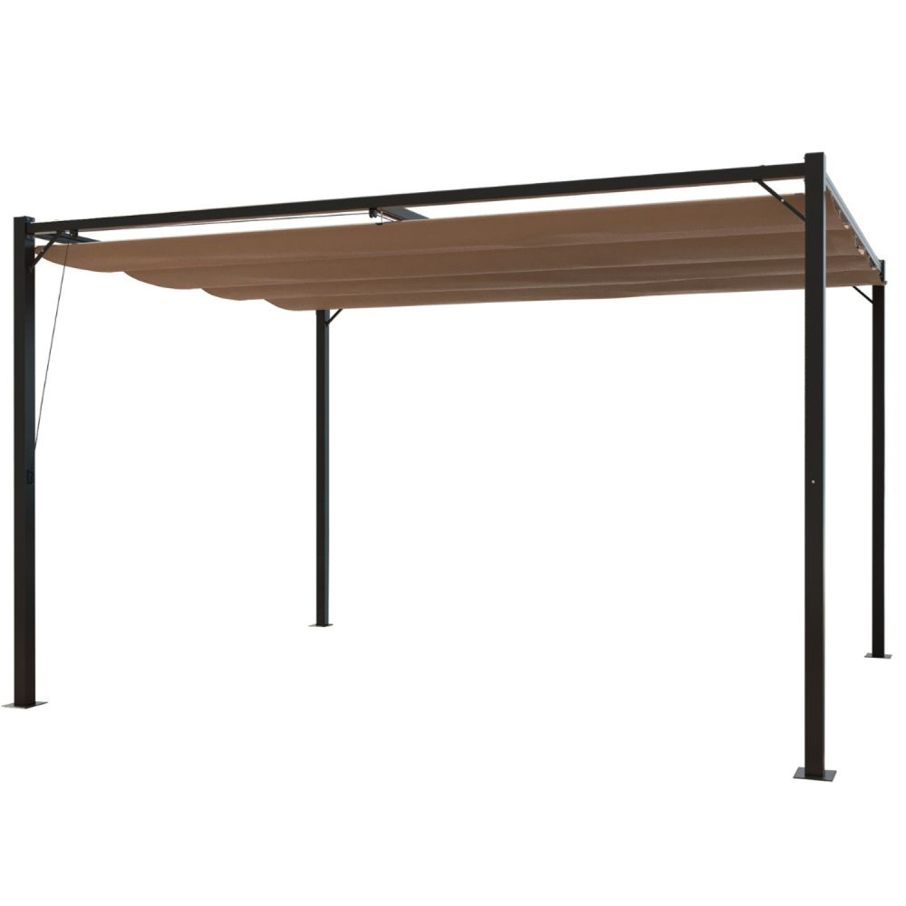 Pergola autoportante 3 x 4m avec toile en polyester taupe tusa