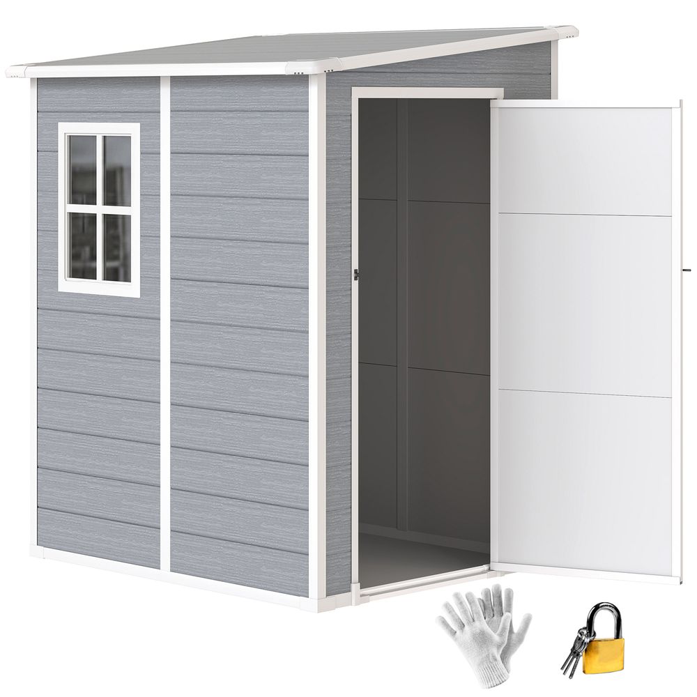 Abri de jardin aluminium gris 122 x 149 cm porte verrouillable fenêtre intégrée - comfortxl outdoor living
