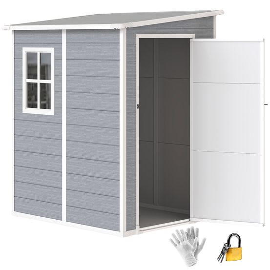 Abri de jardin aluminium gris 122 x 149 cm porte verrouillable fenêtre intégrée - comfortxl outdoor living