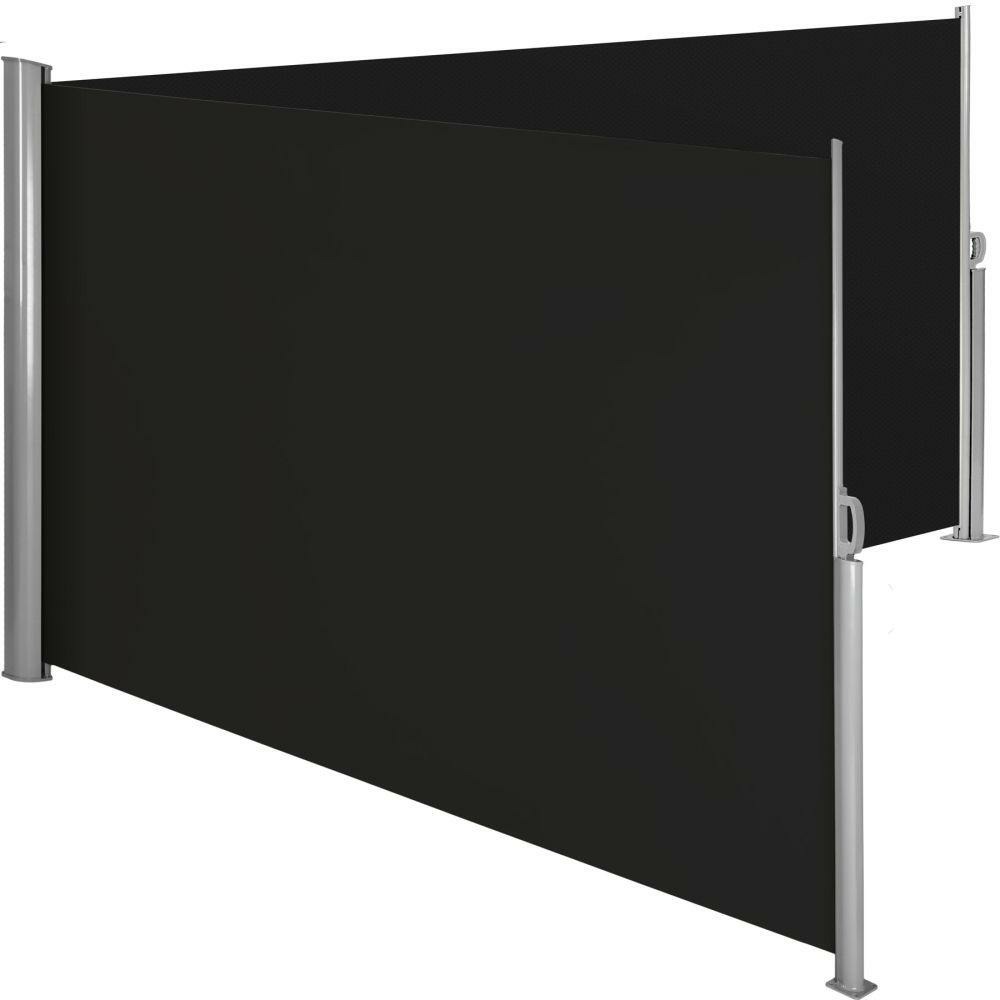 Auvent store latéral brise-vue paravent rétractable double noir 180 x 600 cm