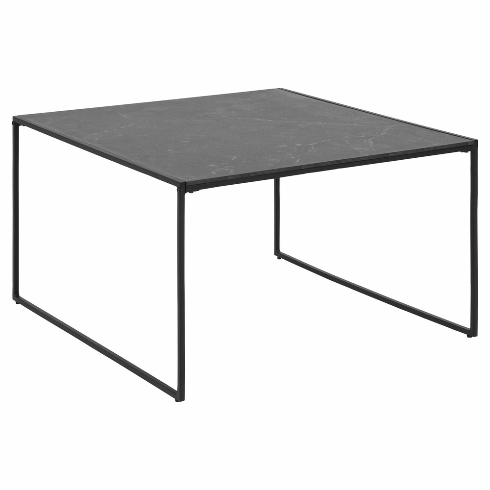 Table basse carré en mélaminé et métal - l.80 cm x h. 48 cm - noir