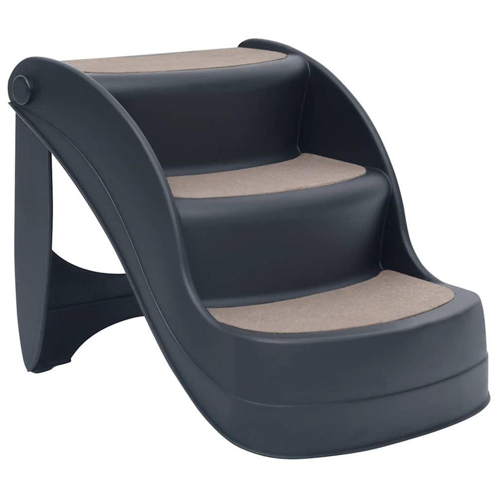 Escalier pliable à 3 marches pour chiens gris foncé