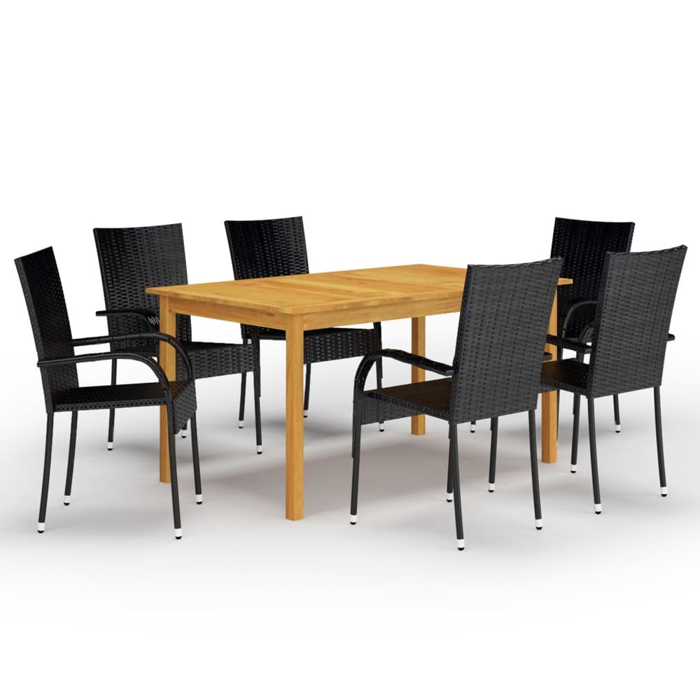 Ensemble à manger de jardin 7 pcs noir