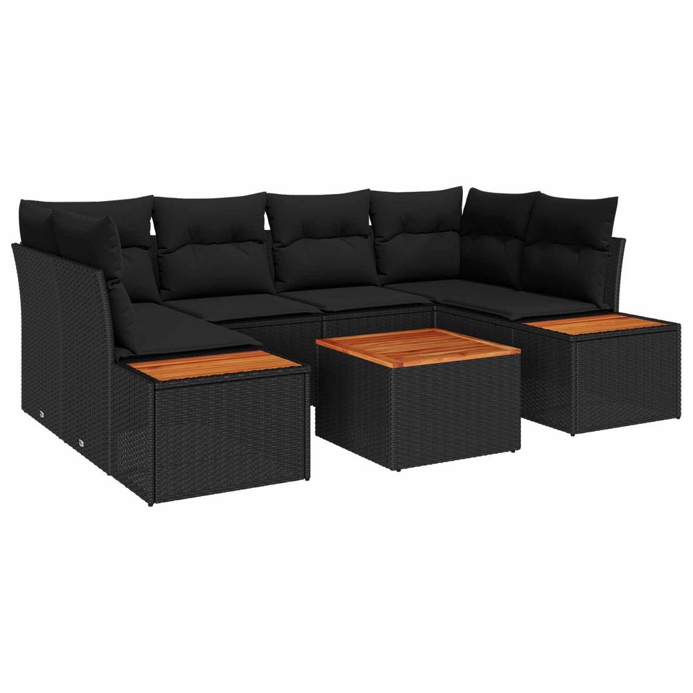 Ensemble de canapé de jardin 6 pc noir poly rotin