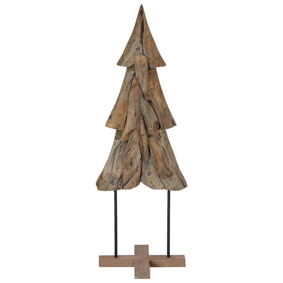 Sapin de noël avec support marron 121 cm bois de teck solide