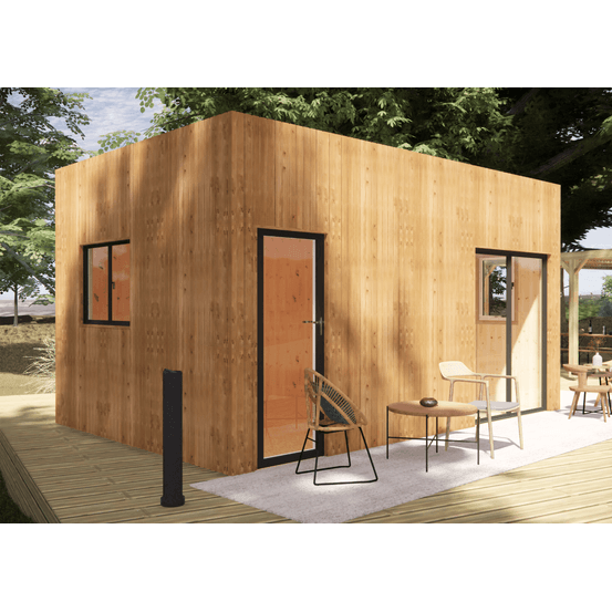 Studio de jardin re2020 en bois 5,5 x 3,5 x 3,2 m / isolation re2020 avec plancher isolé / menuiseries alu k-line