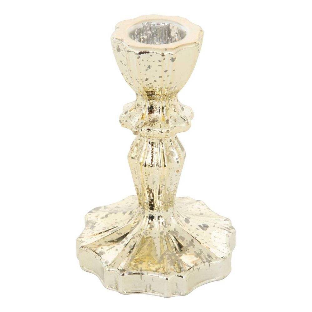 Bougeoir de noël en verre doré h. 11 cm