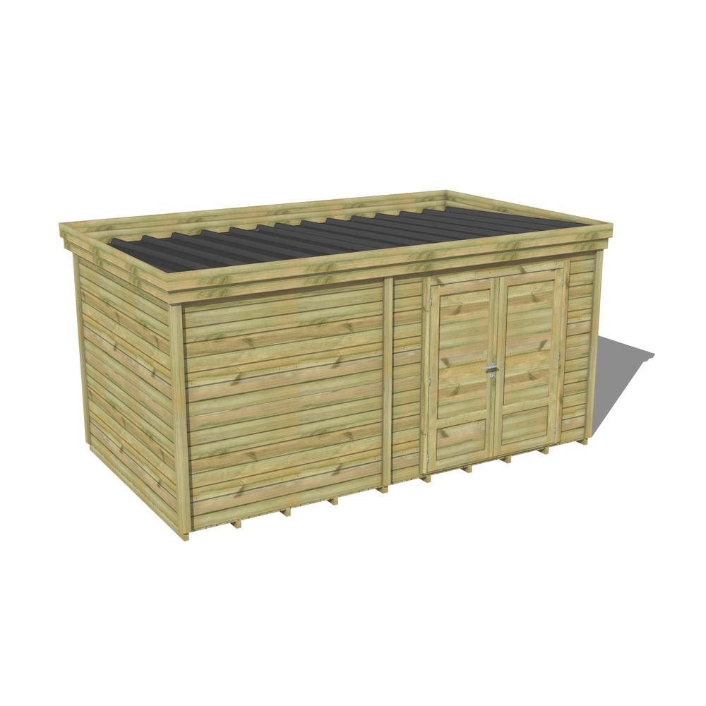 Abri de jardin bois pin traité autoclave 27mm - 4,69x2,64m / 12m2 - bac acier - plancher bois
