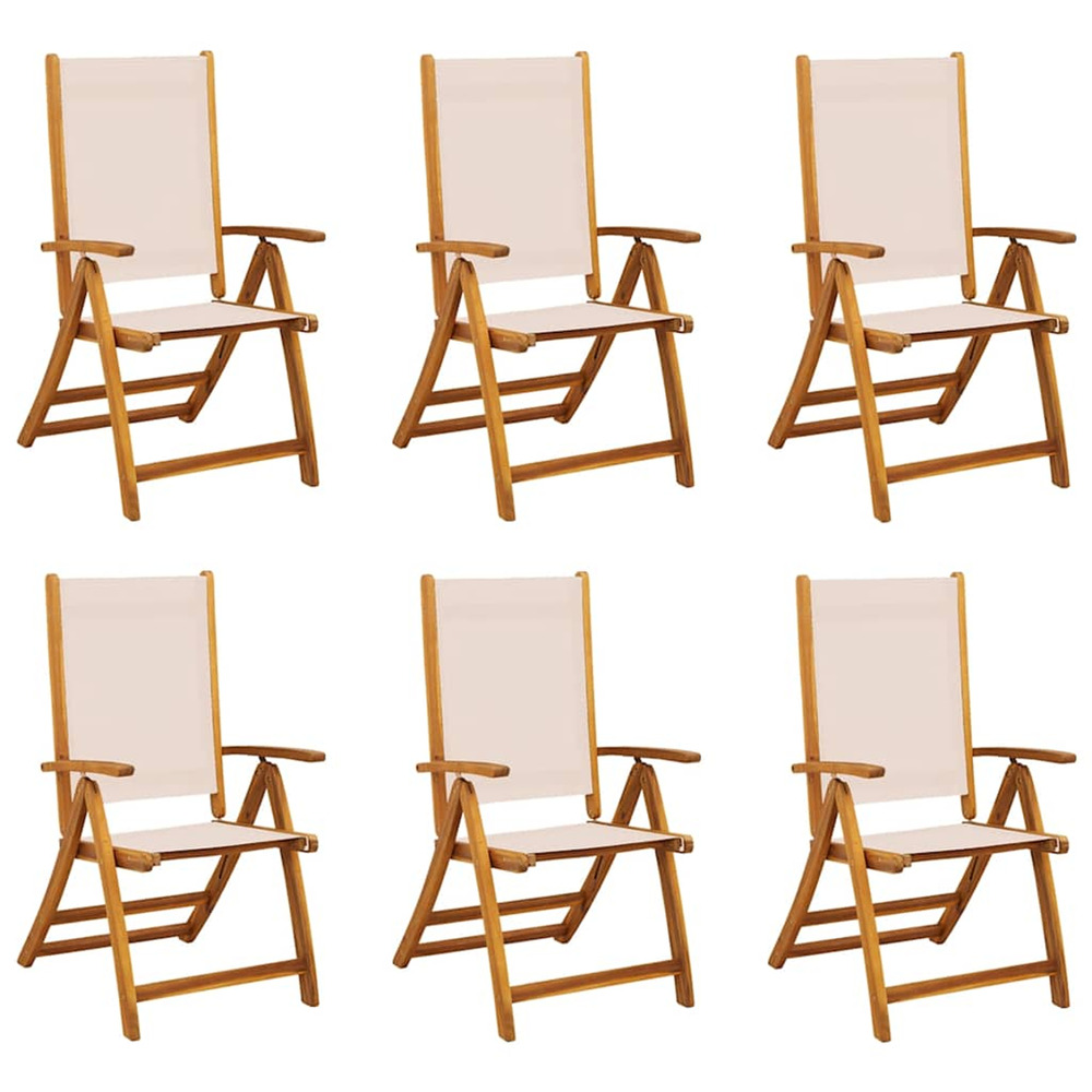 Chaises pliables de jardin lot de 6 bois d'acacia et textilène