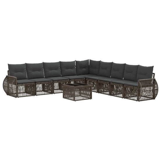 Ensemble de canapé de jardin 10 pc gris et gris foncé polyrotin