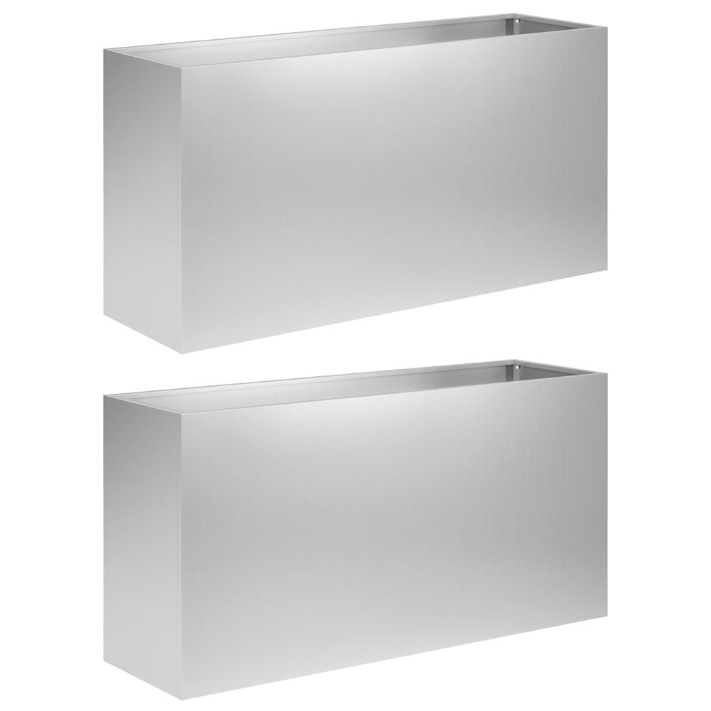 Cache-pot de jardin 2 pc argenté 100 x 30 x 50 cm
