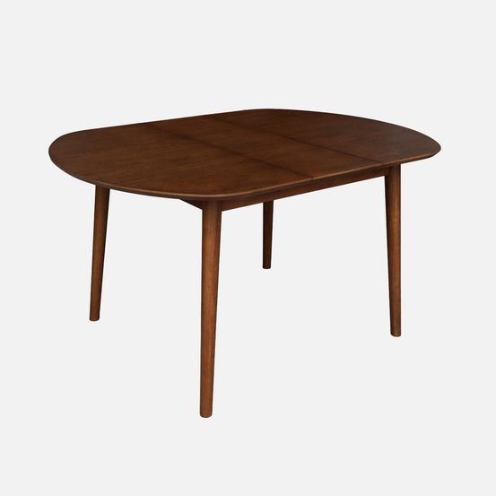 Table à manger ovale extensible bois d'hévéa et placage chêne 4-6 places - 110 / 140 x 100 x 75 cm - lisa
