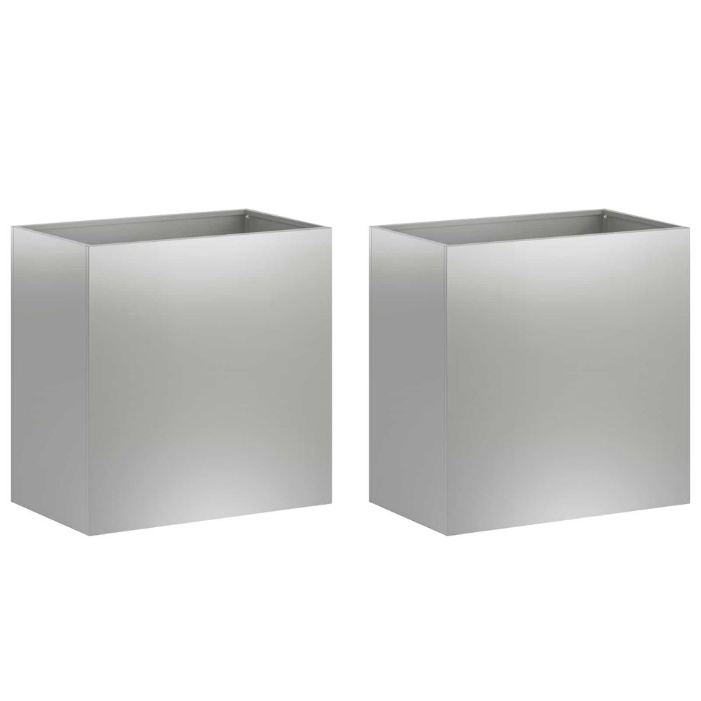 Cache-pot de jardin 2 pc argenté 50 x 30 x 40 cm